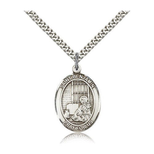 St. Benjamin Pendant with Chain, Bliss, Sterling Silver