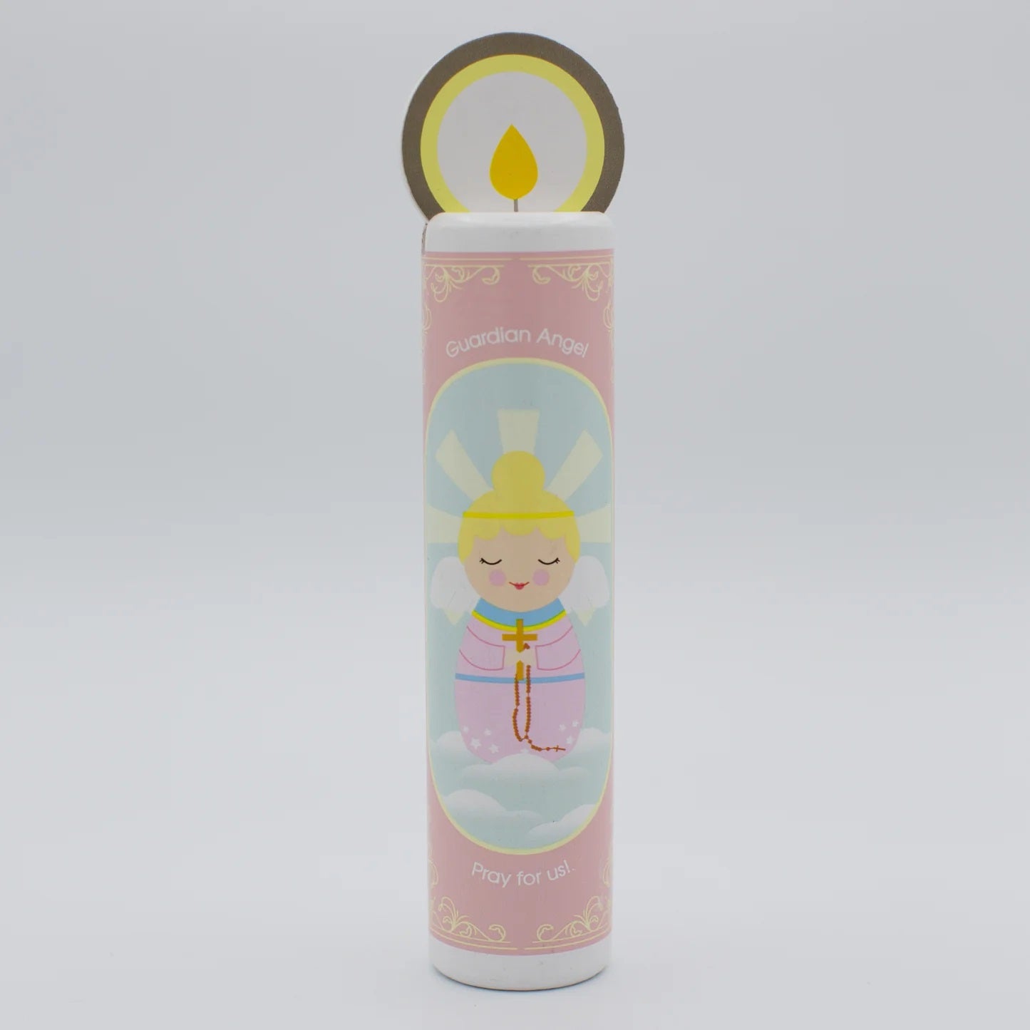 Kids Guardian Angel Wooden Prayer Candle