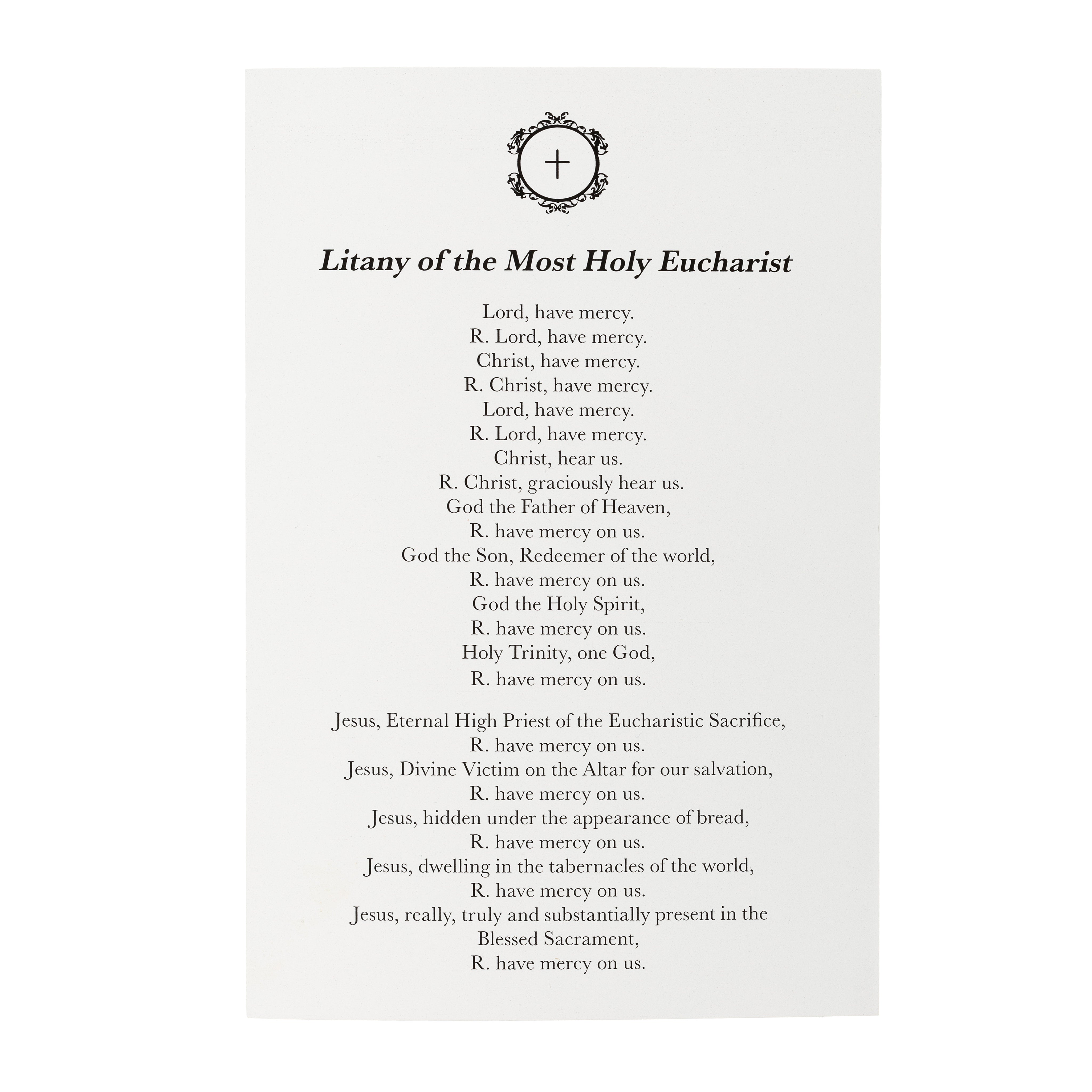Litany of the Most Blessed Sacrament Folded Prayer Card - Pack of 50