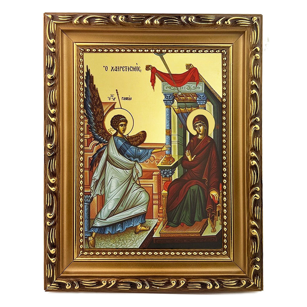 Gold Foiled Annunciation Framed Greek Icon