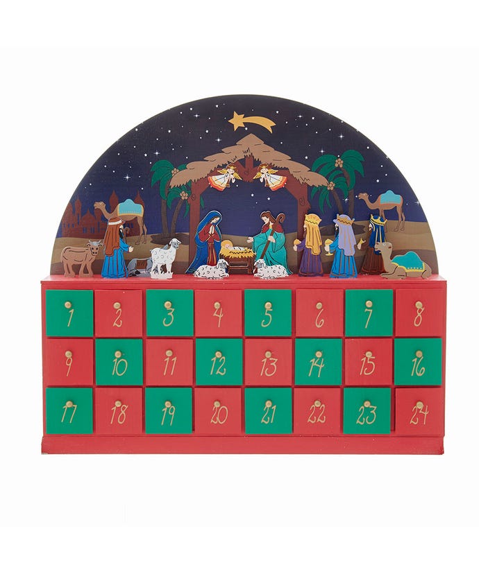 Nativity Wooden Advent Calendar with Treat Drawers