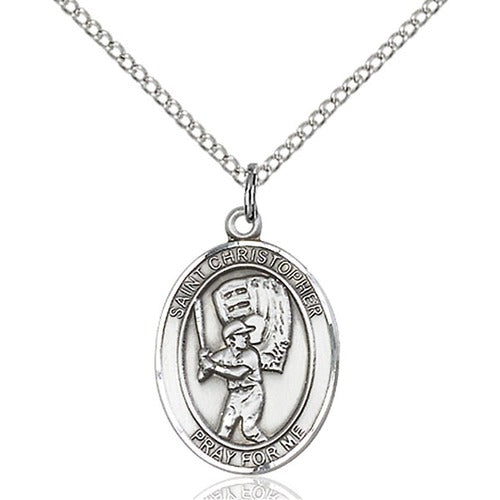 St. Christopher Baseball Pendant, Bliss, Sterling Silver