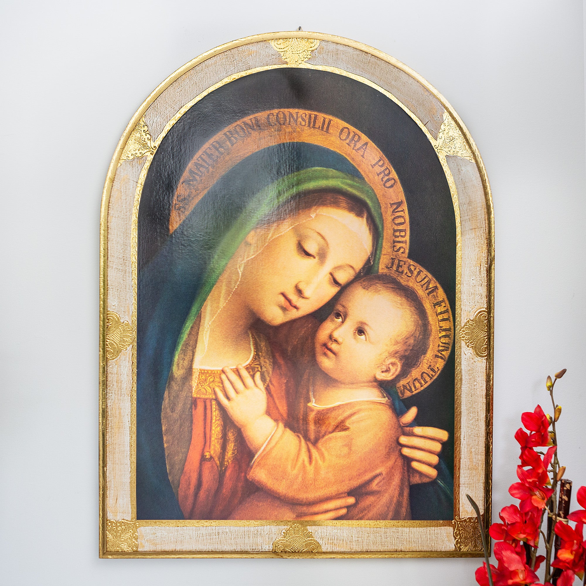 Arched Our Lady of Good Counsel Florentine Plaque
