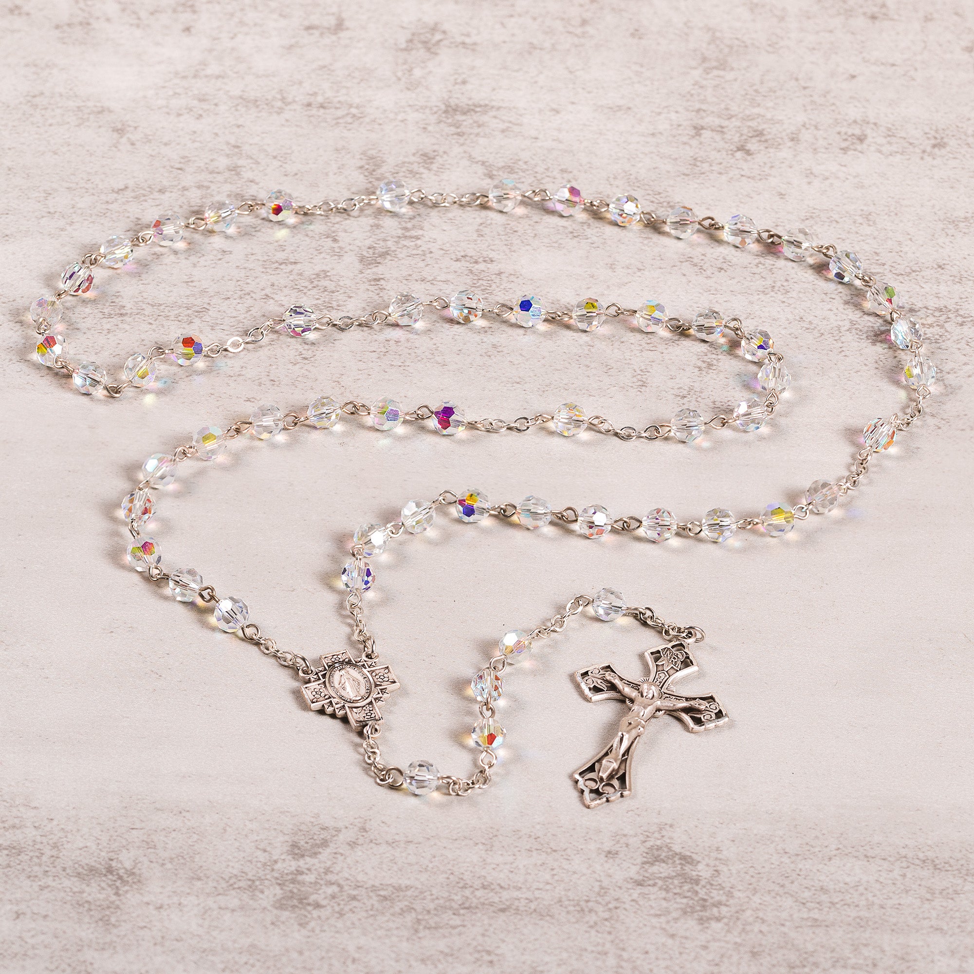 Swarovski Clear Crystal and Sterling Rosary