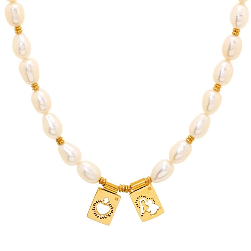 Gold & Freshwater Pearl Scapular Necklet