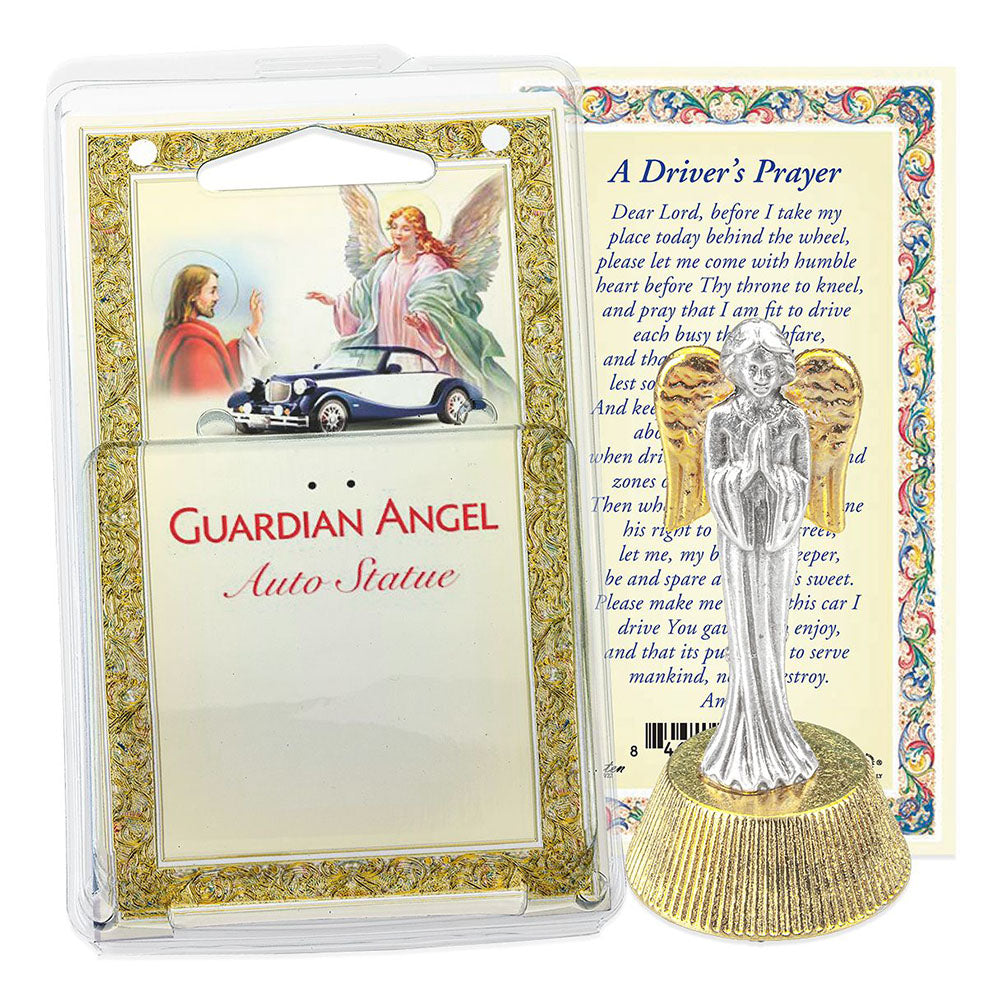 Guardian Angel Car Statue & Prayer Card Set