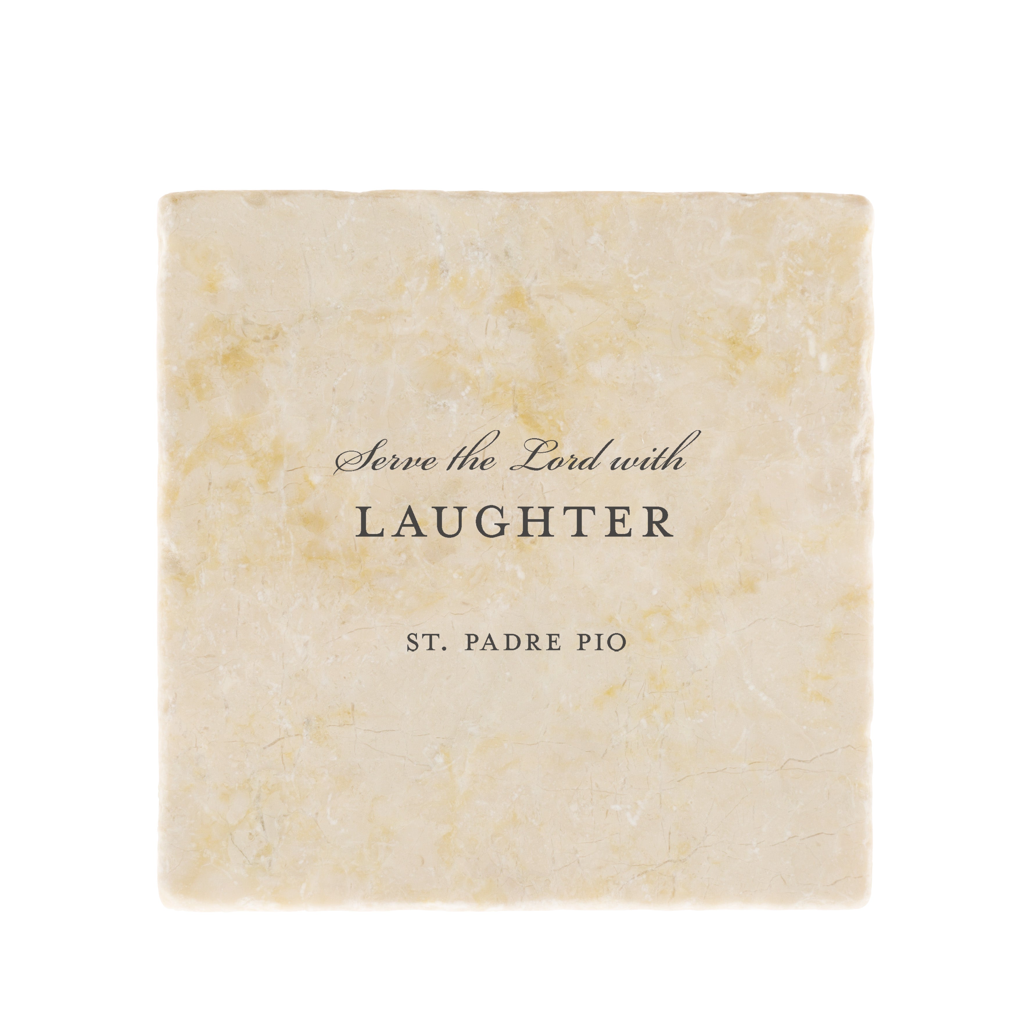 Padre Pio Laughter Tumbled Stone 6x6