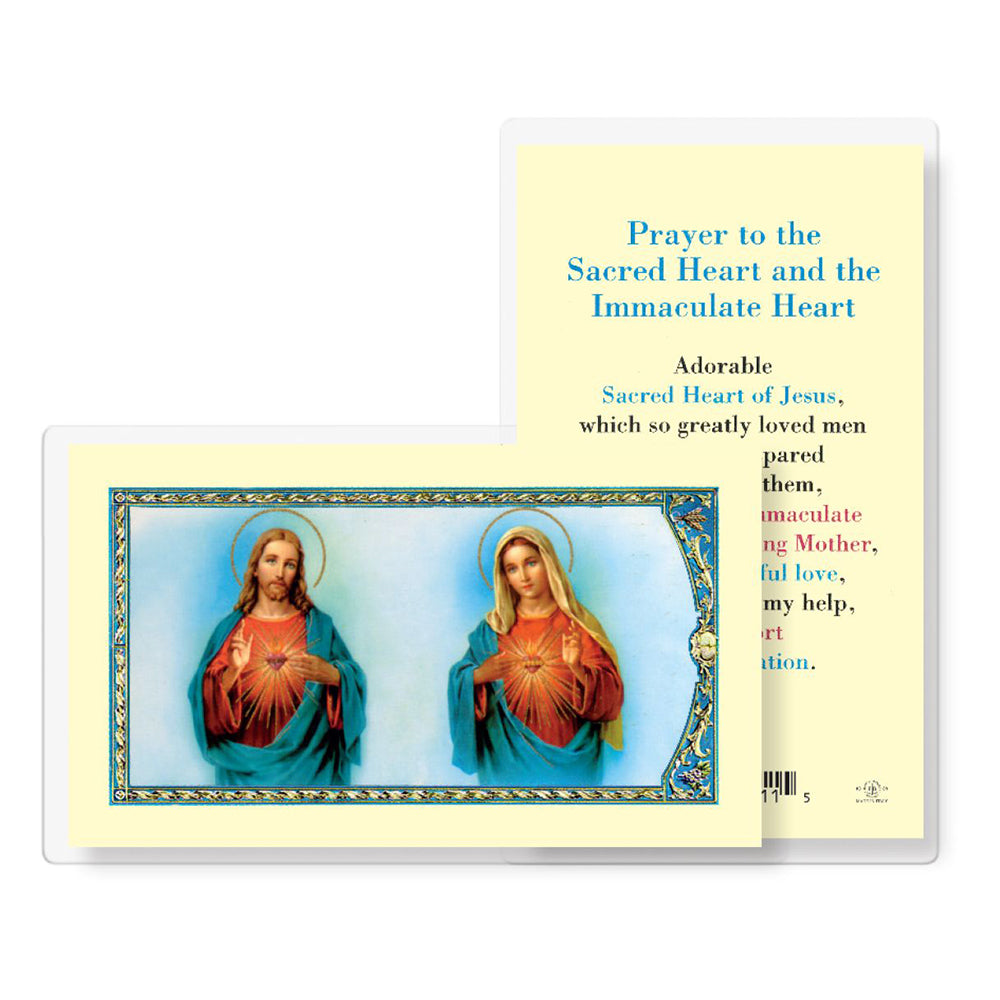 Sacred Heart of Jesus and Immaculate Heart of Mary Prayer Card