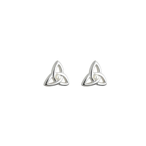 Silver Trinity Knot Earrings with Pearl - Girls