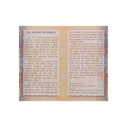 St. Anthony - Mini Lives of the Saints Folded Prayer Card