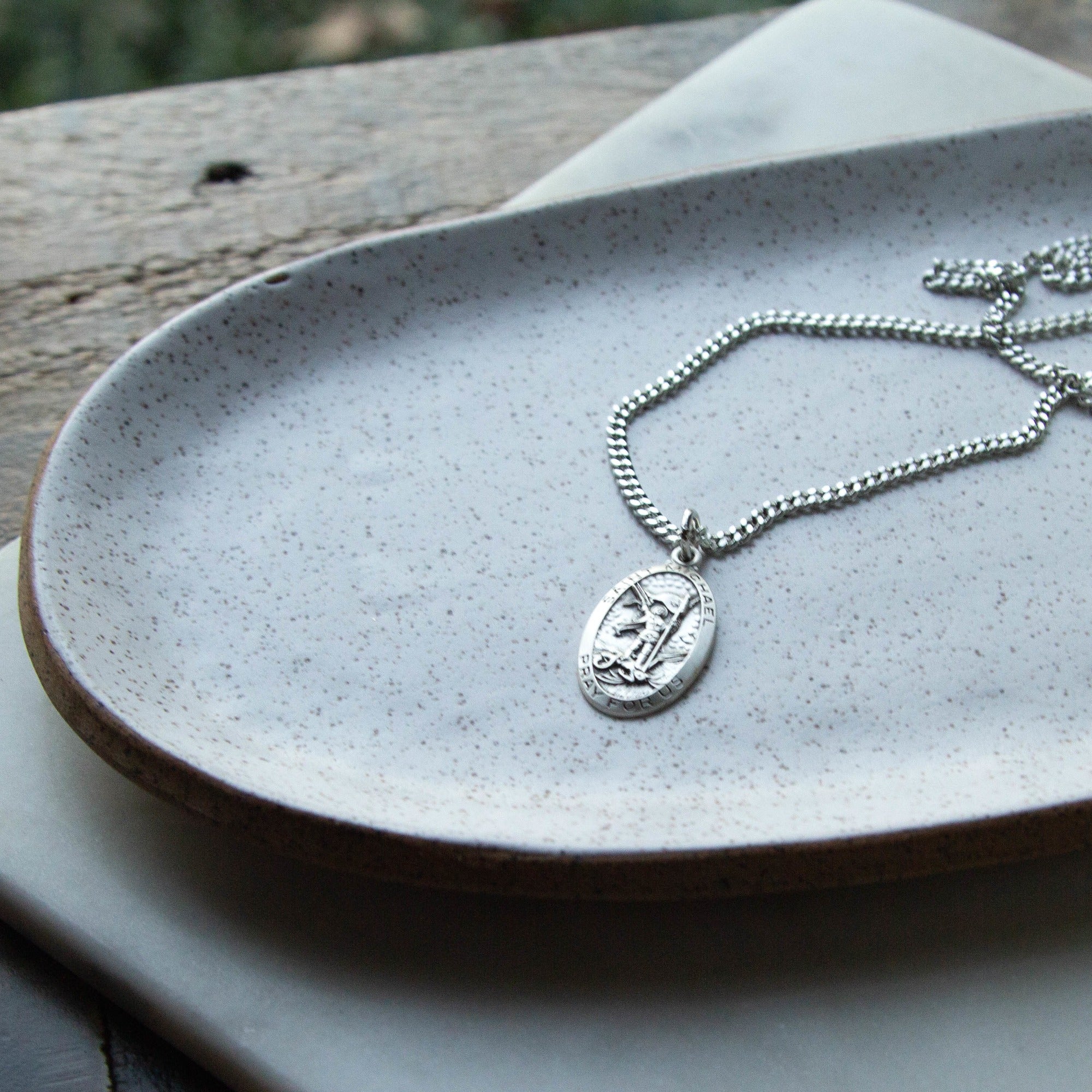 St. Michael Medal - Sterling Silver - 24 inch chain