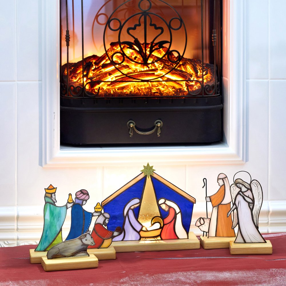 Heirloom Handcrafted Stained Glass Nativity Set