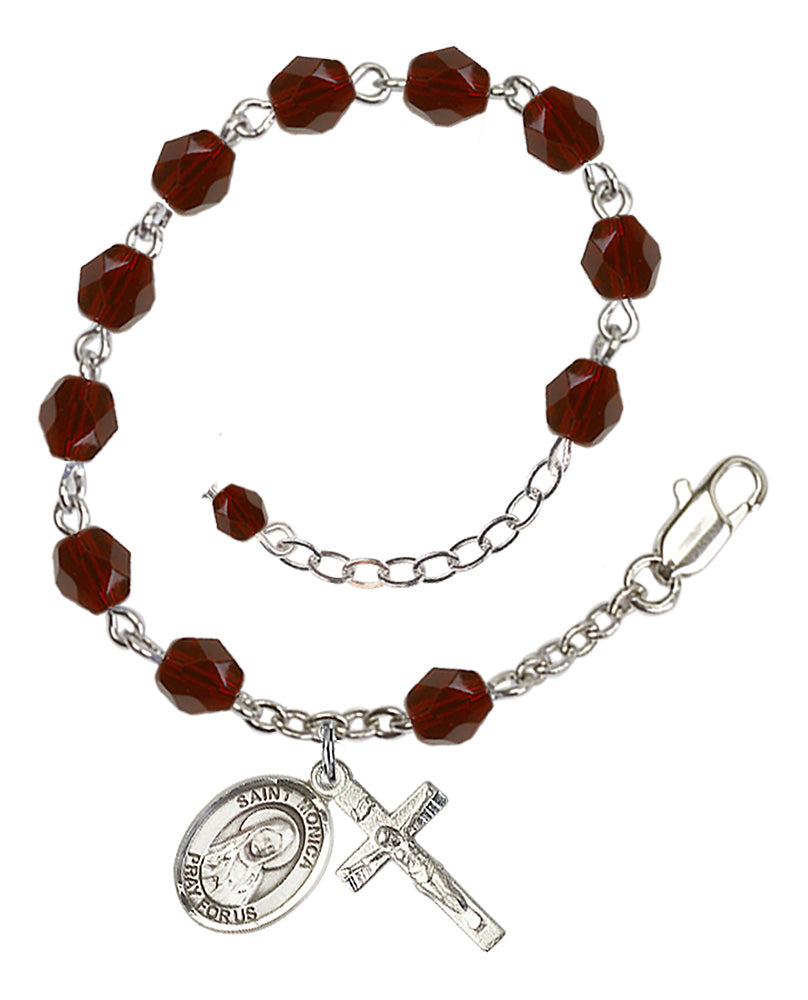 St. Monica Red January Rosary Bracelet 6mm