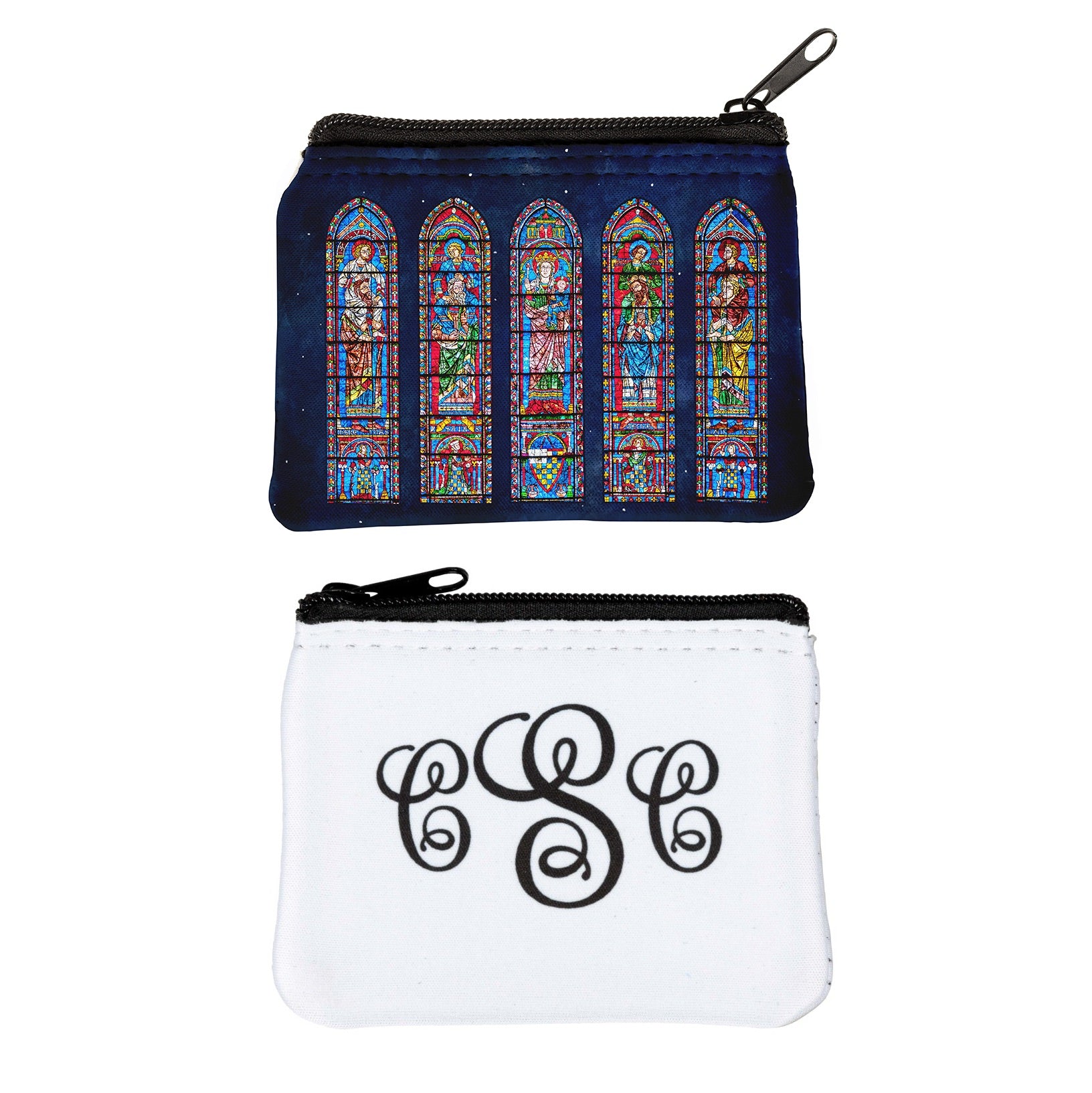 Personalized Chartres Cathedral Stained Glass Rosary Pouch
