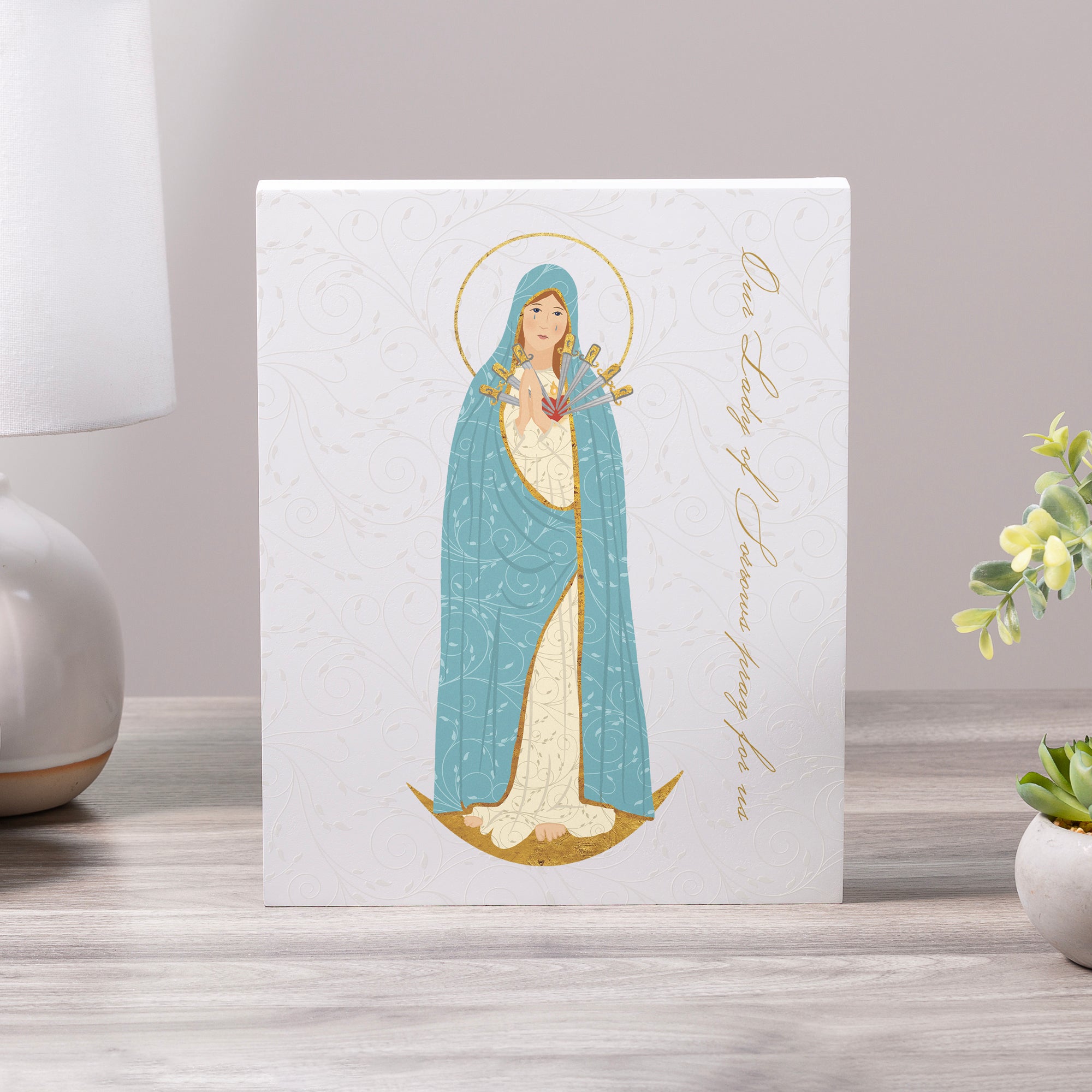 Our Lady of Sorrows Toile Art Plaque - 8" x 10"