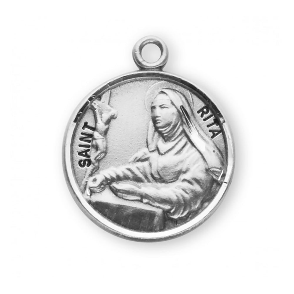 Petite Sterling Round St. Rita Medal Necklace