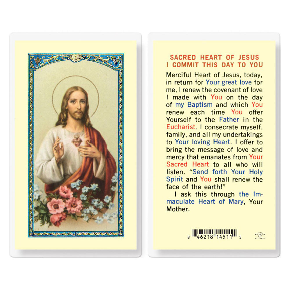 I commit this Day to You - Sacred Heart of Jesus - Prayer Card