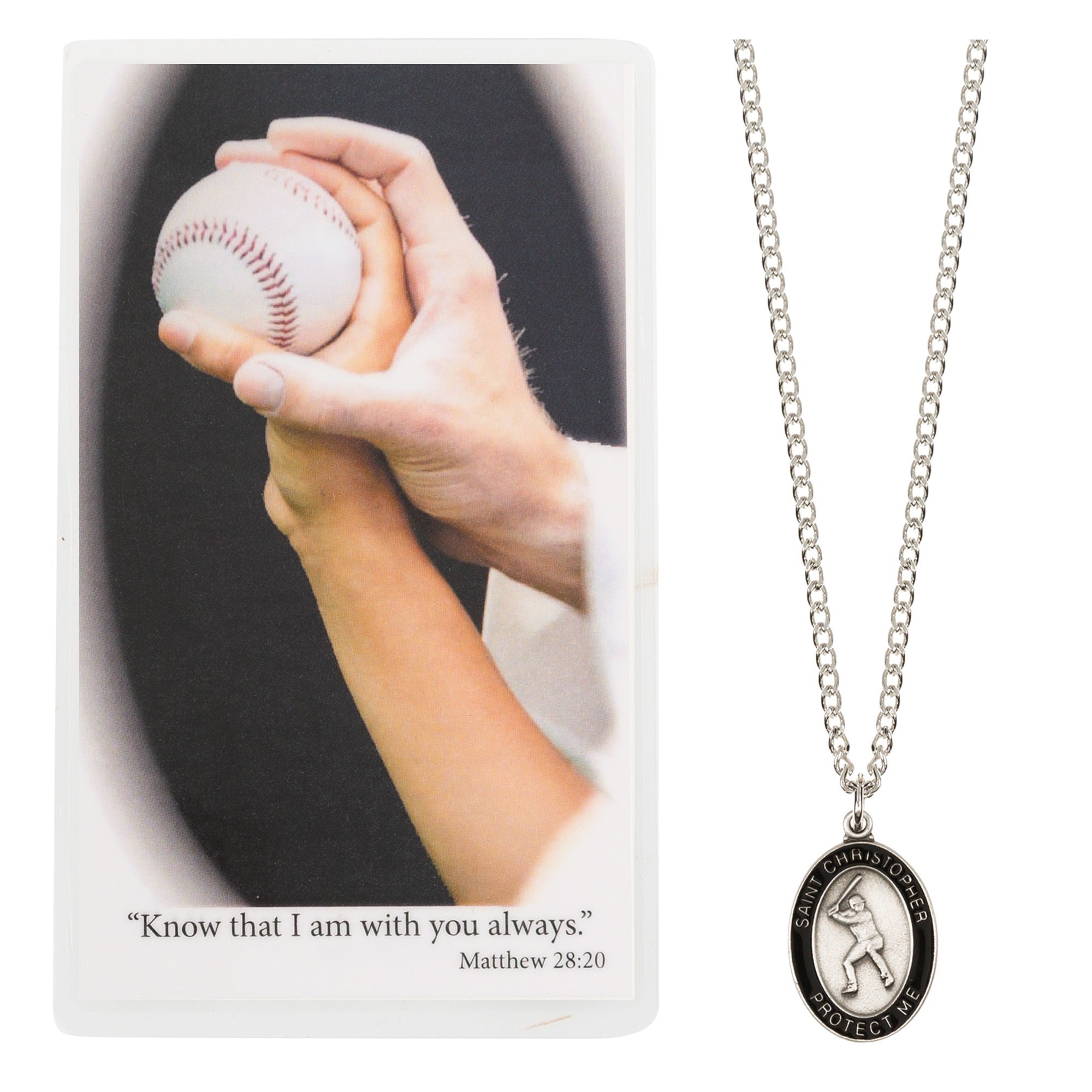 Baseball Prayer Card & Medal