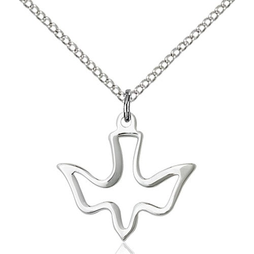 Sterling Silver Holy Spirit Pendant 5/8 X 3/4"