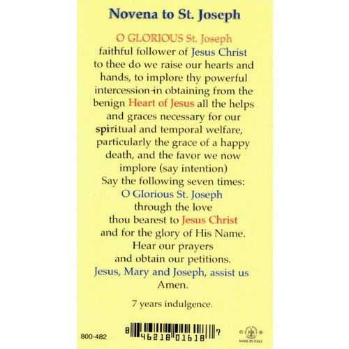 Novena to St. Joseph - Prayer Card