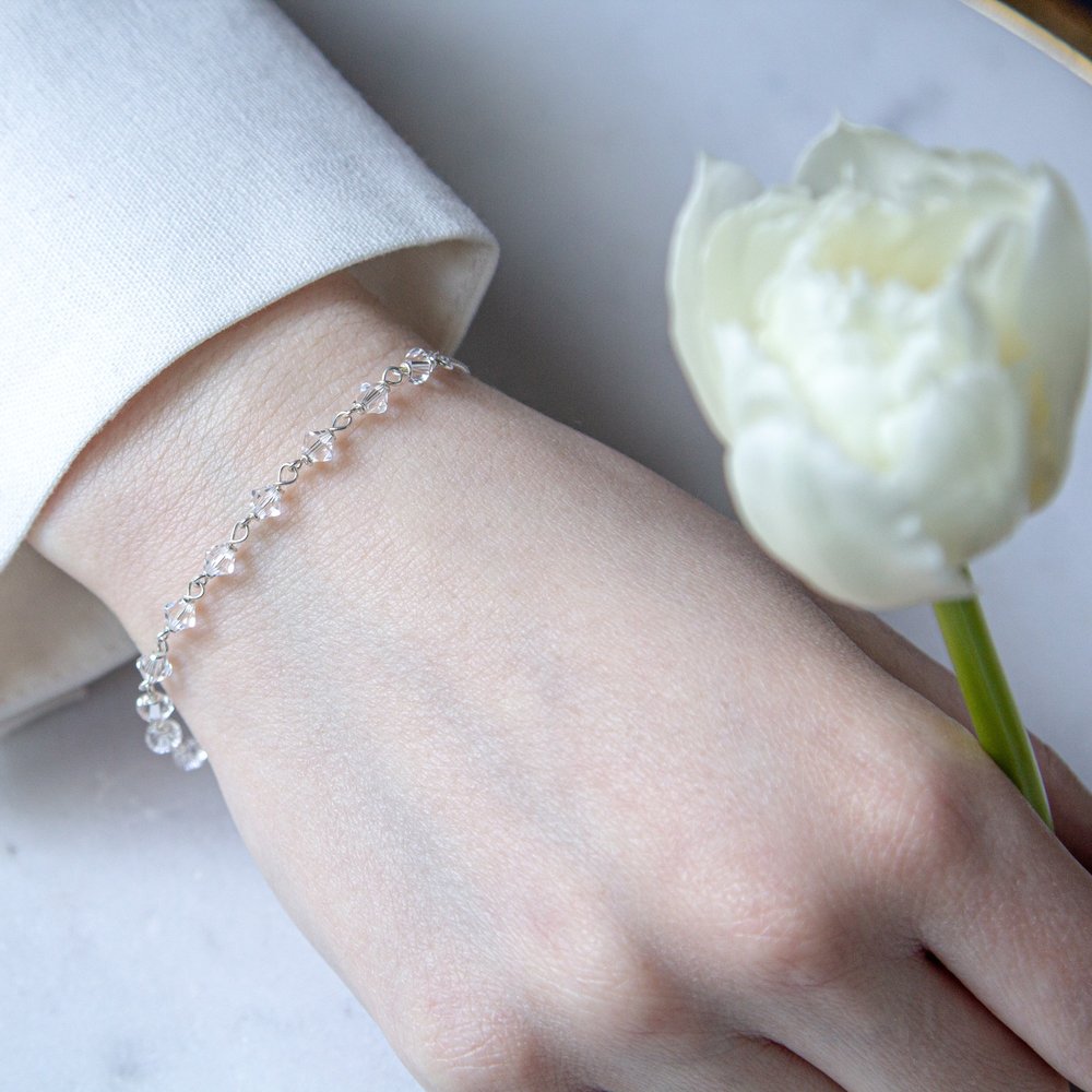 Swarovski Sterling and Clear Crystal Rosary Bracelet