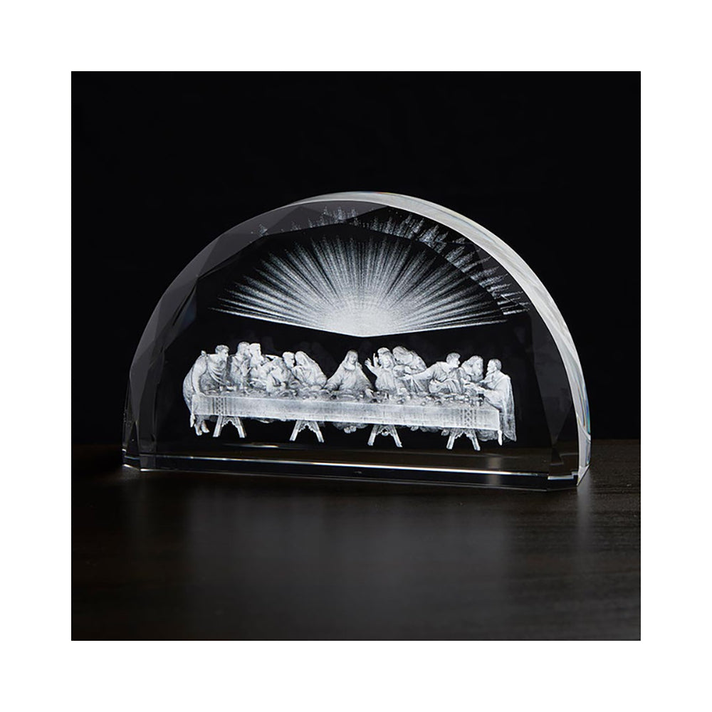 Last Supper Scene Etched Glass Standing Plaque - 7"