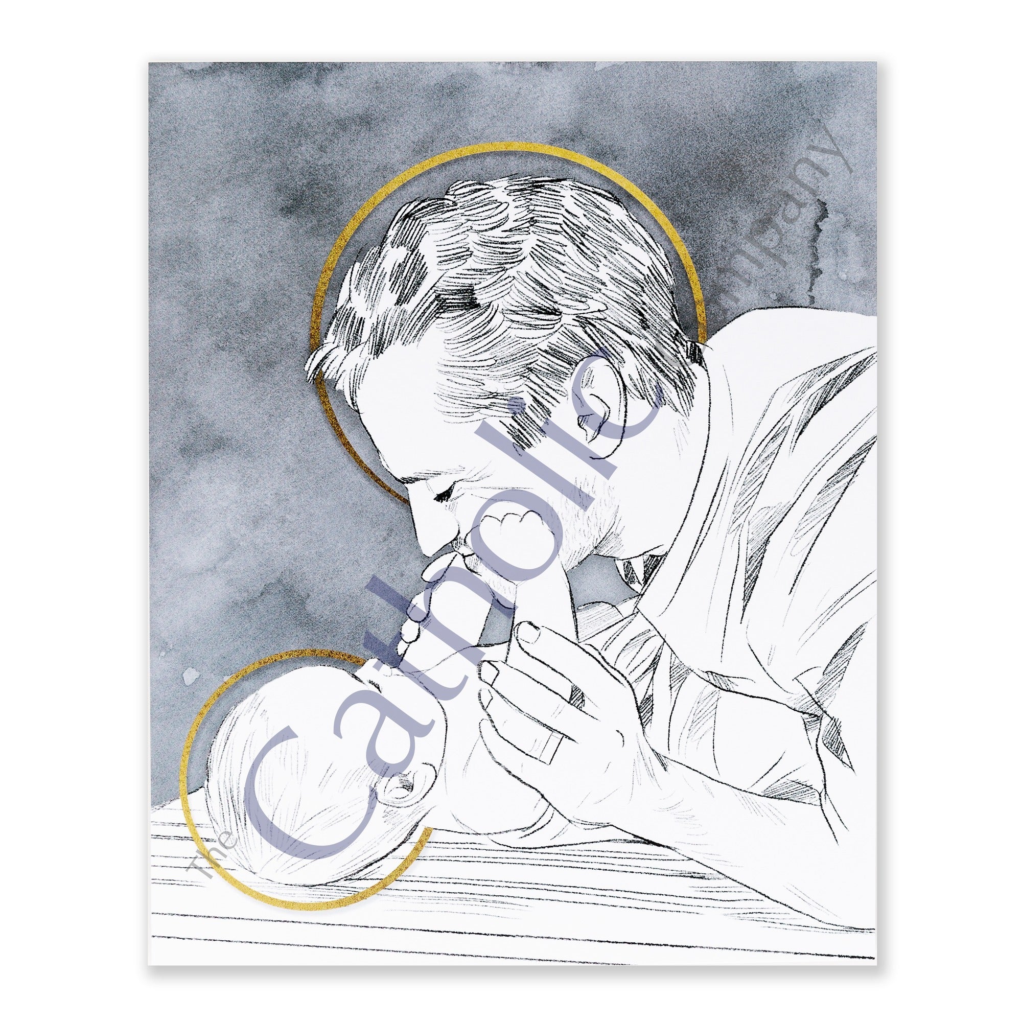 St. Joseph & Jesus at Play Unframed Print - 8" x 10"