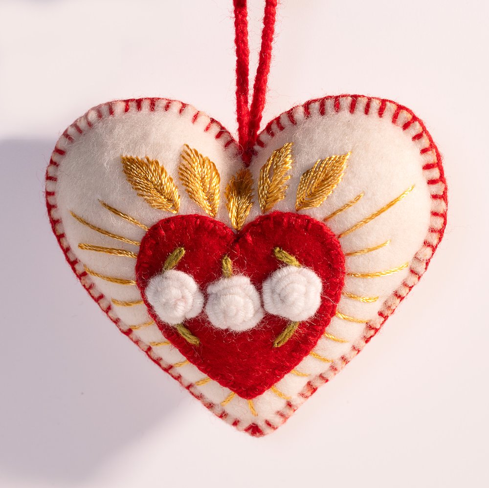 Embroidered Wool Immaculate Heart Ornament