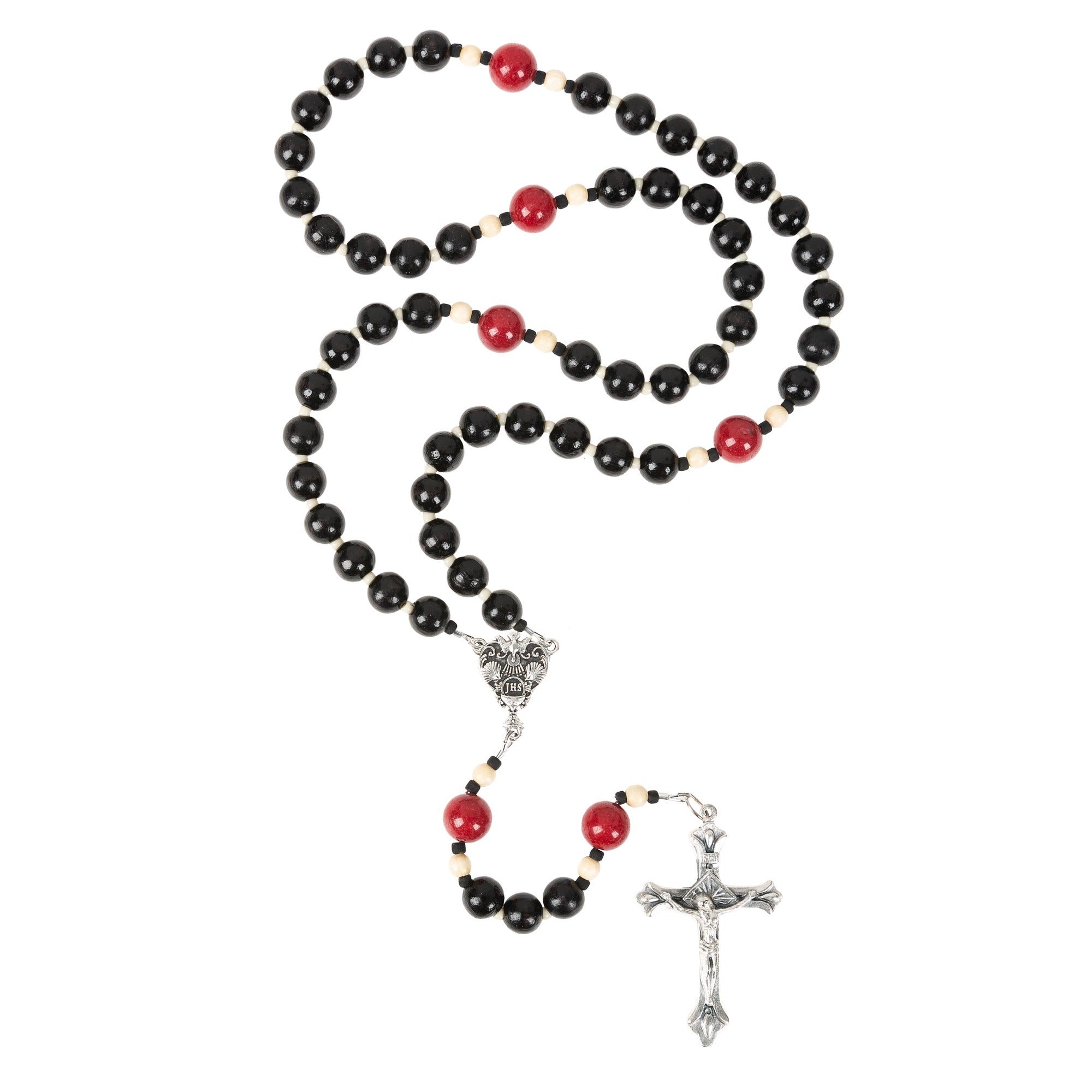 RCIA Black Wood Rosary with Prayer Card