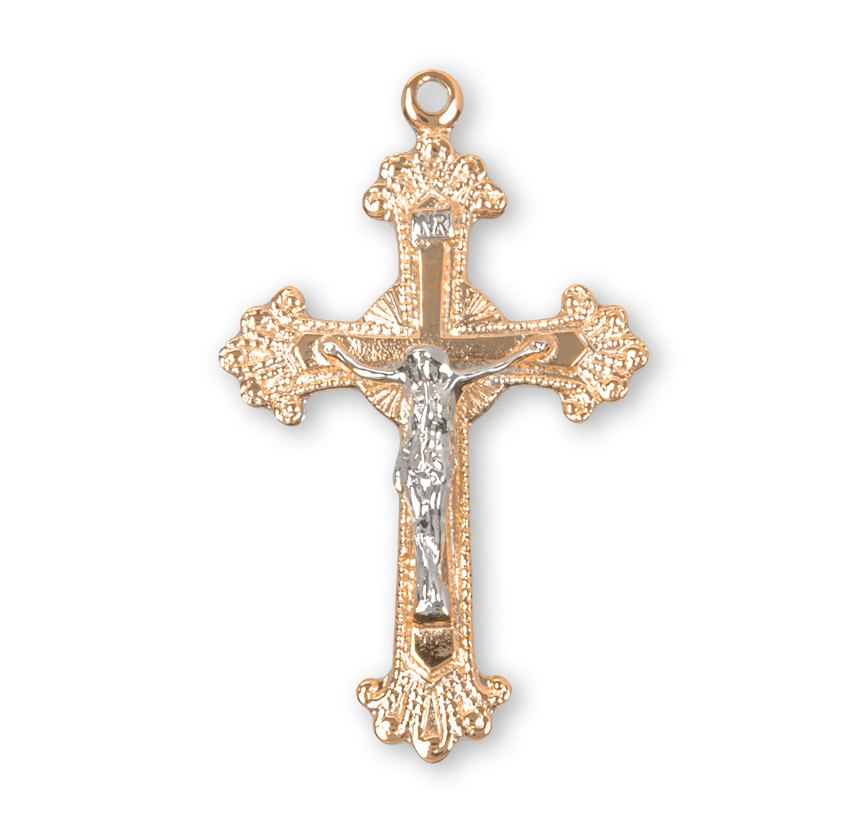 Gold Plated Two Tone Scalloped Crucifix