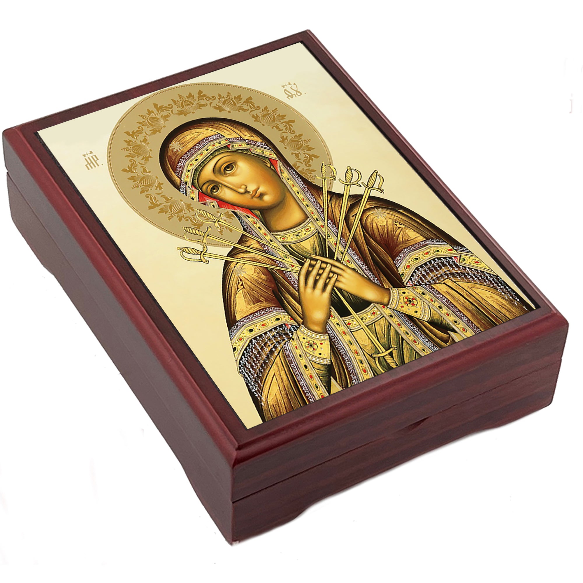 Ukrainian Our Lady of Sorrows or Our Lady of Vladimir Icon Rosary or Keepsake Box