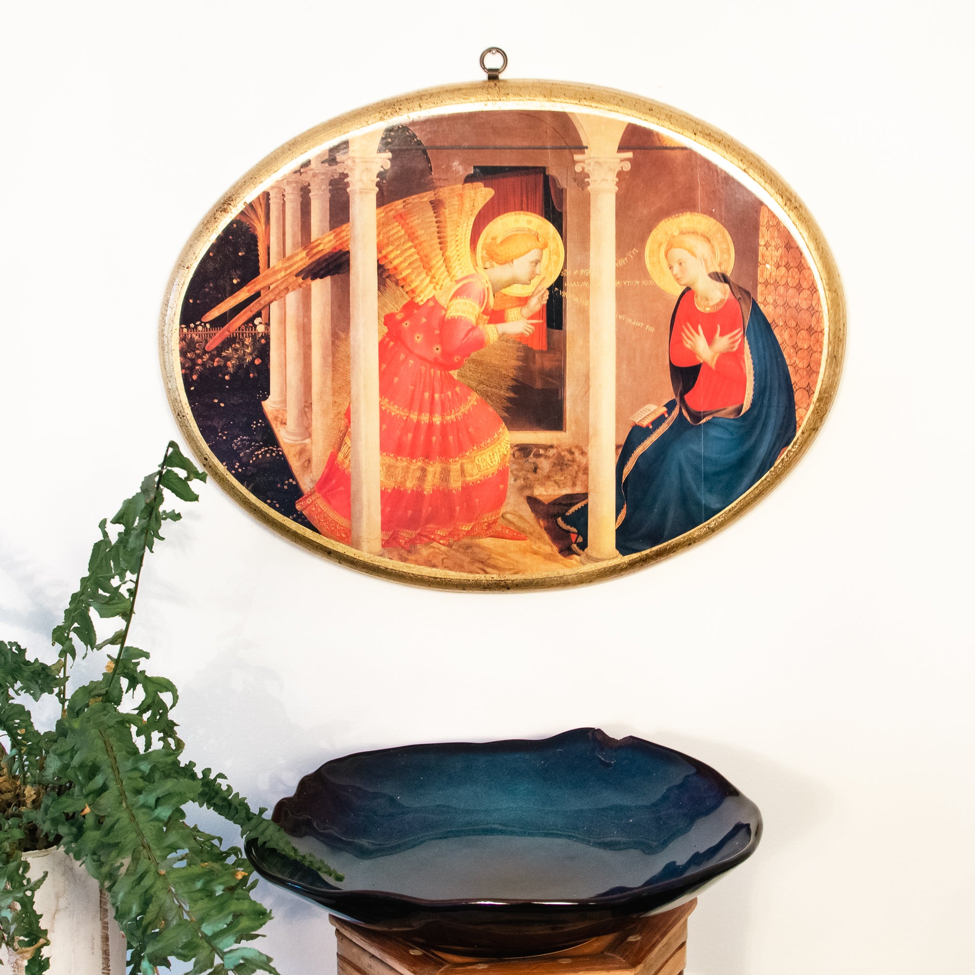 Cortona Annunciation Oval Wood Plaque - 15.8"