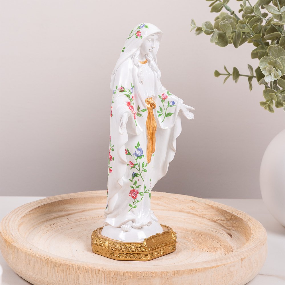Mixed Floral Our Lady of Grace Statue - 8"