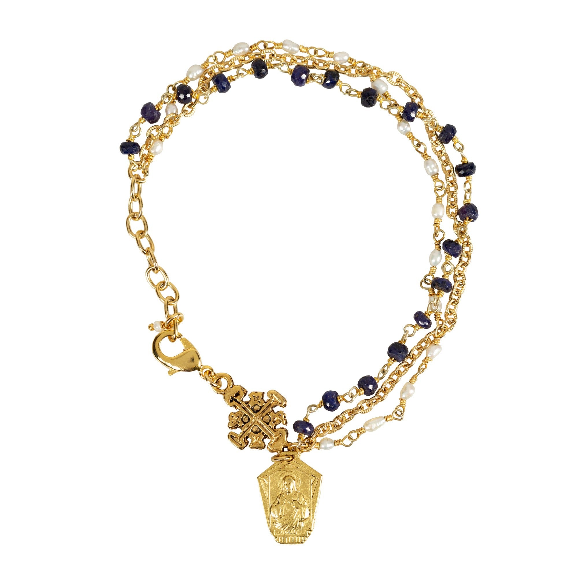 Sapphire and Pearl Scapular Bracelet