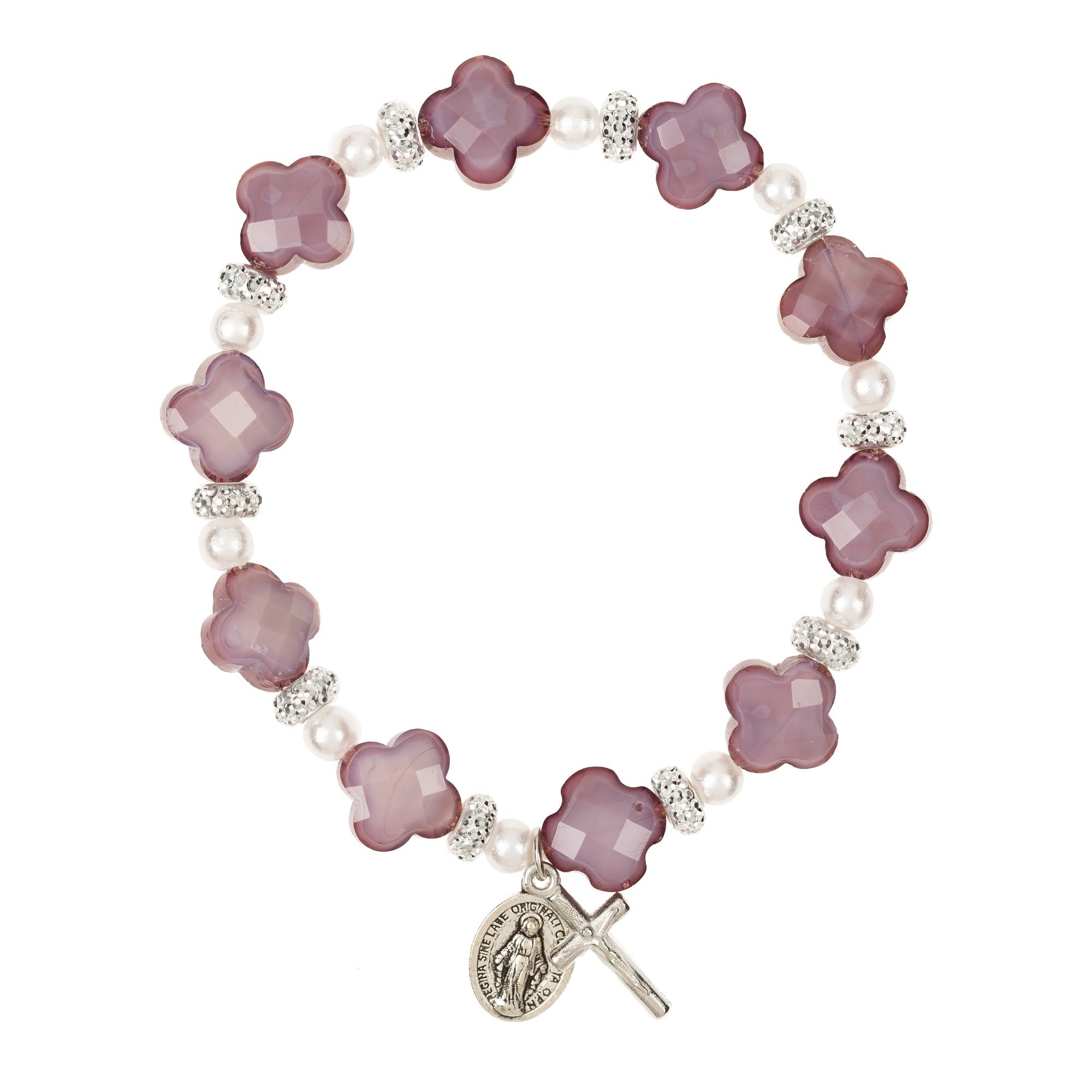 Amethyst Cross Rosary Bracelet