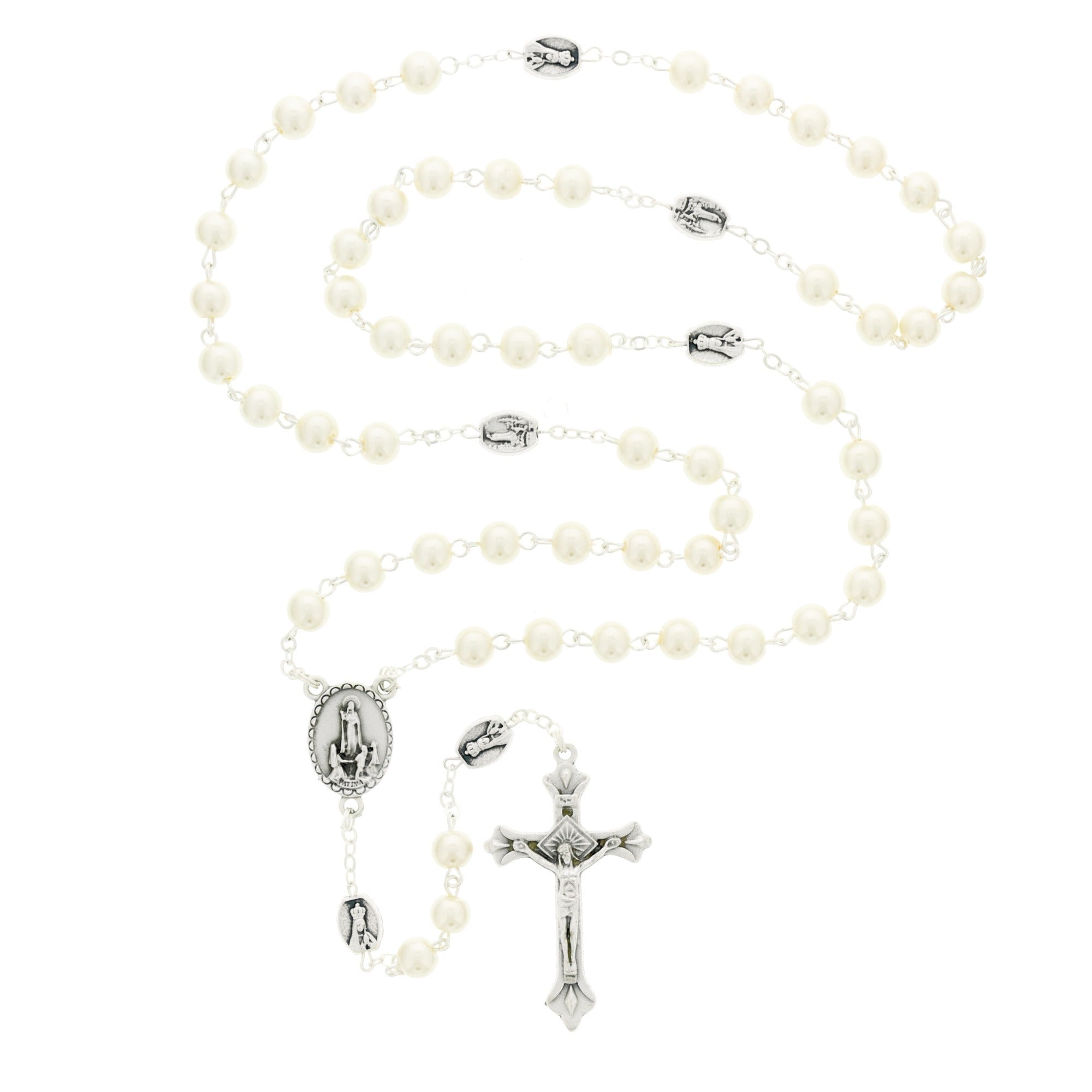 Our Lady of Fatima Cream Beaded Rosary