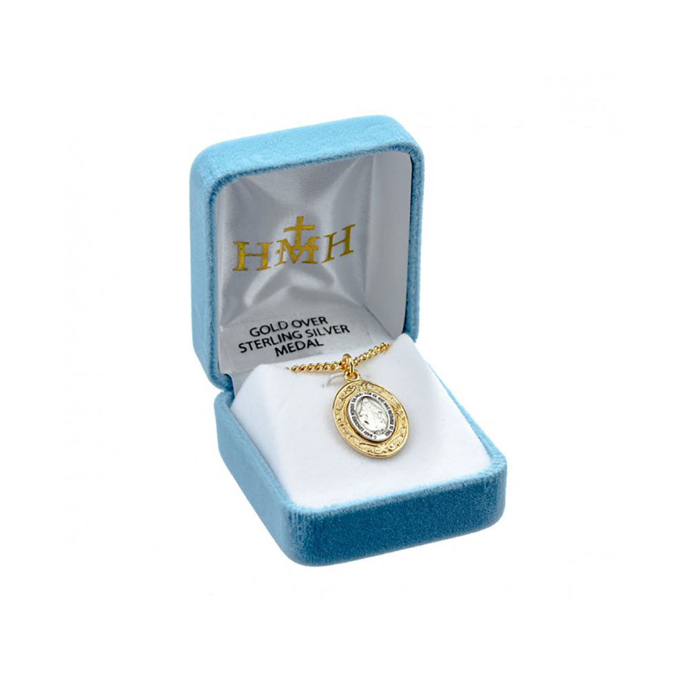 Sterling Center Florentine Setting Miraculous Medal Necklace