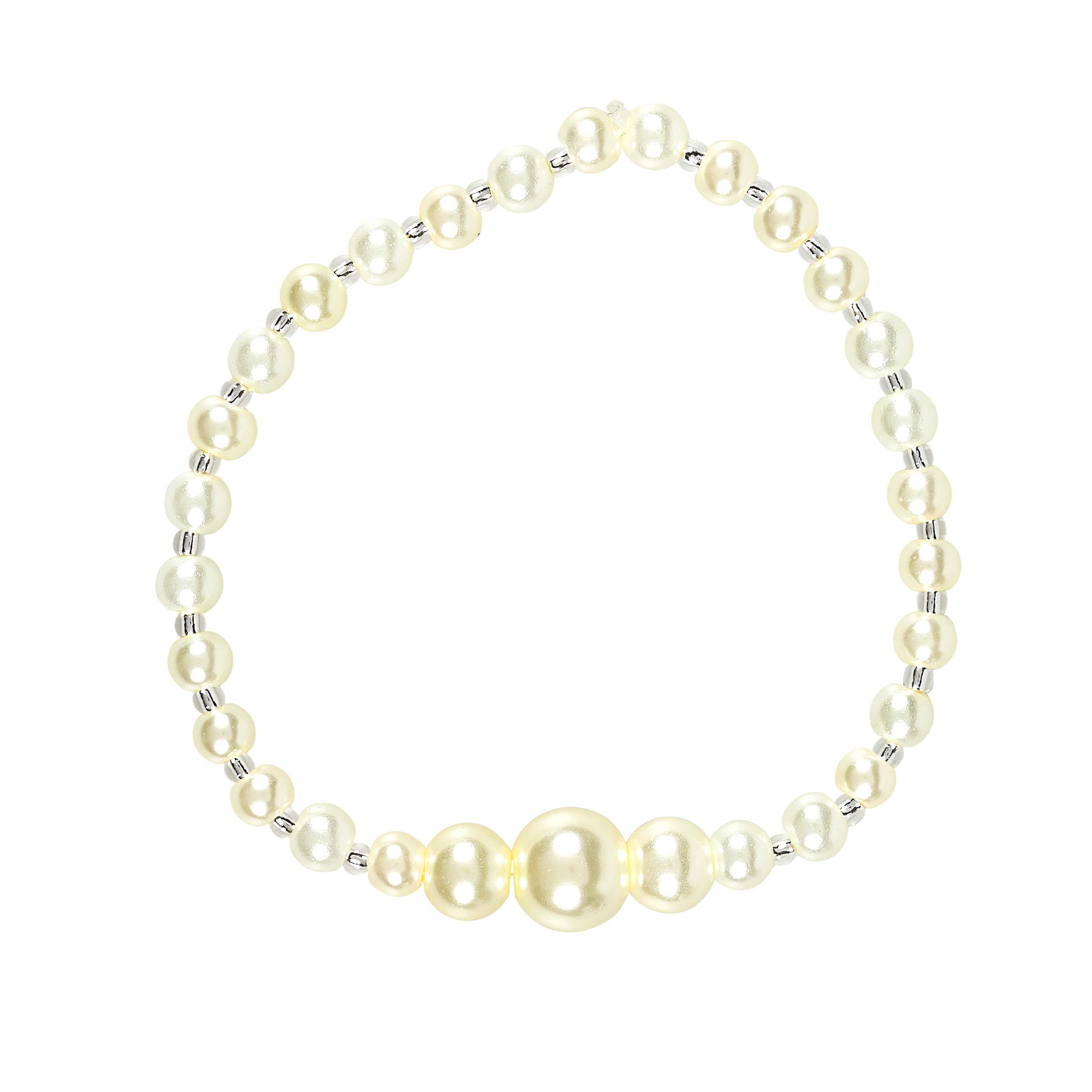 Two-Tone Pearl & Silver First Communion Bracelet Set