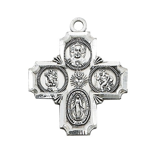 Sterling Silver Four-Way Medal On 20" Chain