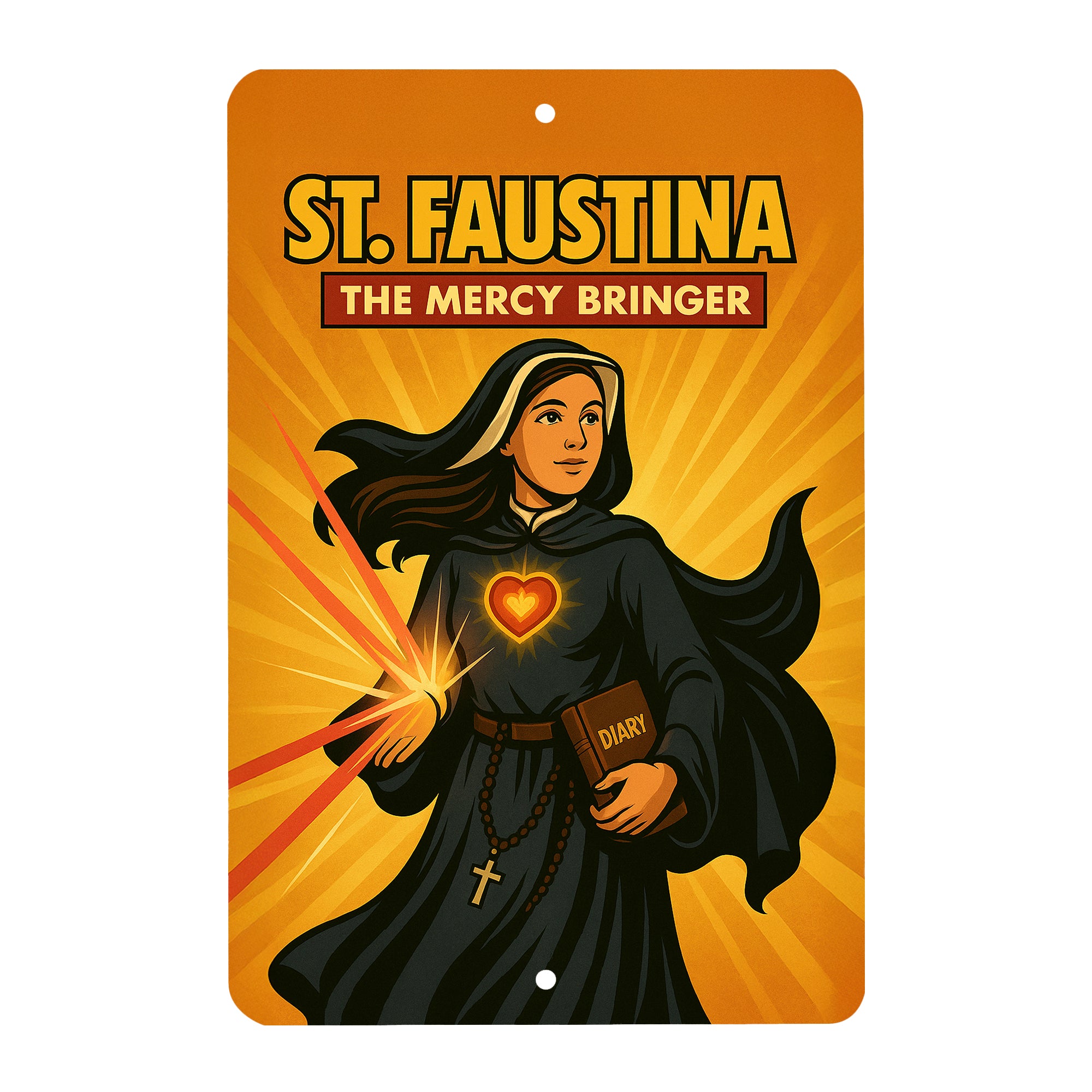St. Faustina Superhero Tin Sign