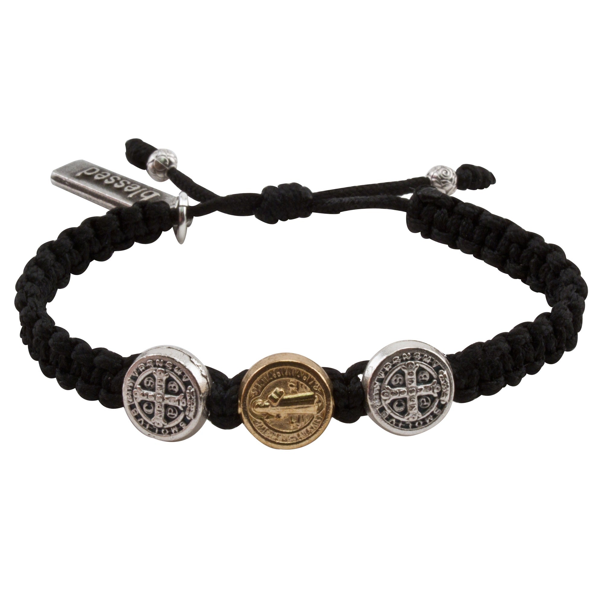 Benedictine Blessing Bracelet for Kids, Black Macrame