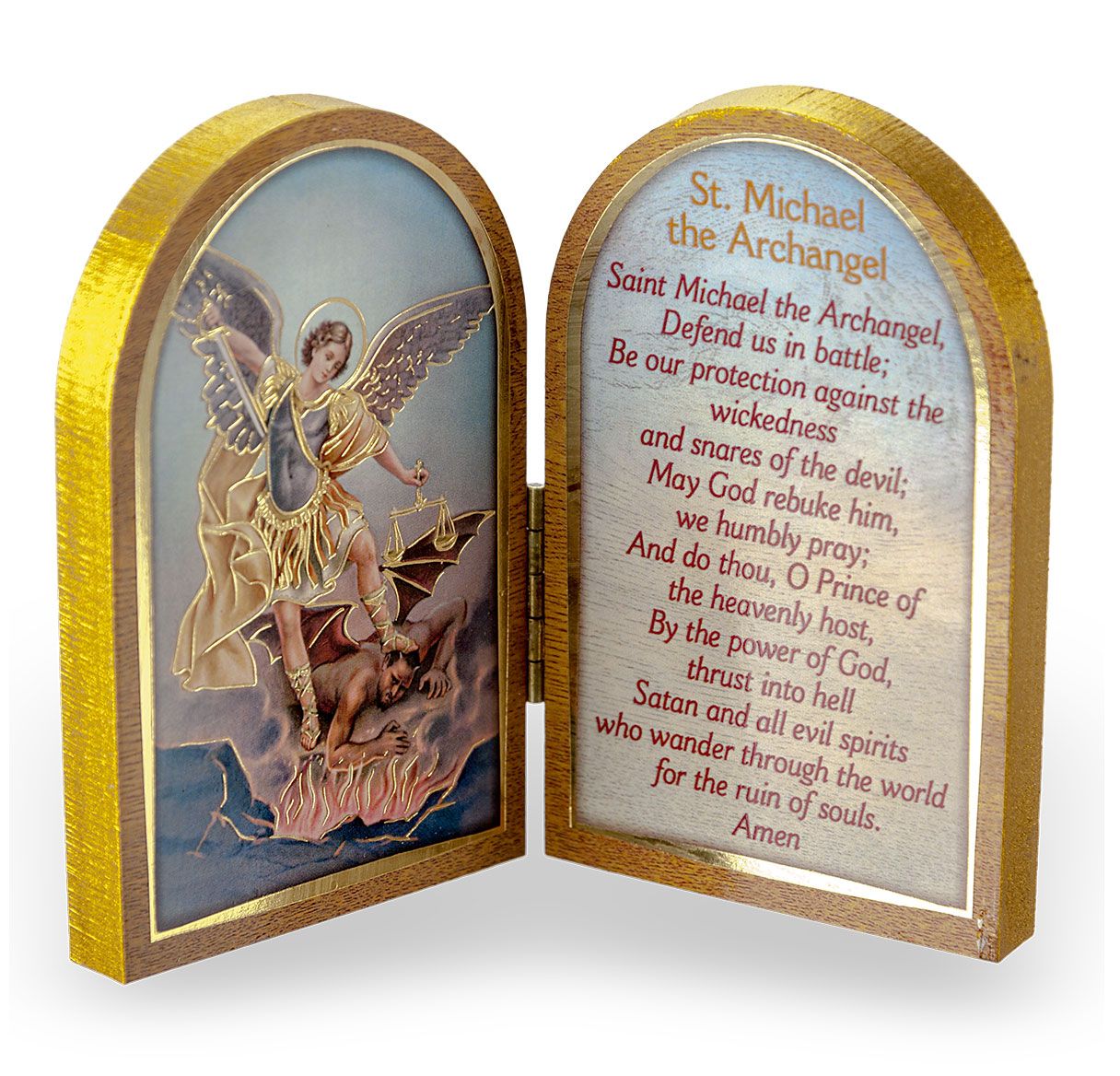 Small Standing St. Michael Prayer Diptych