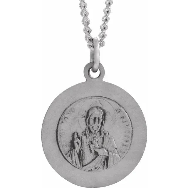 Sterling Silver 15mm Round Scapular 18" Necklace