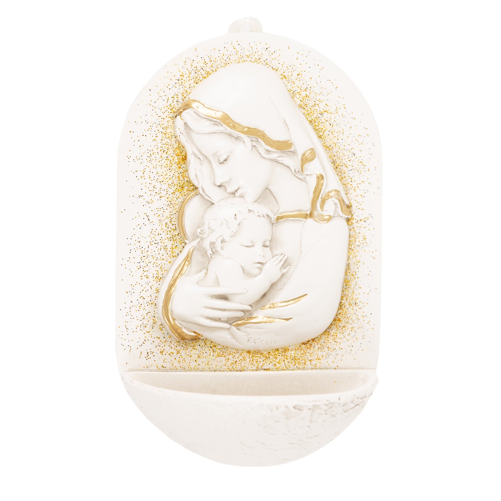 Madonna and Child Ivory Holy Water Font