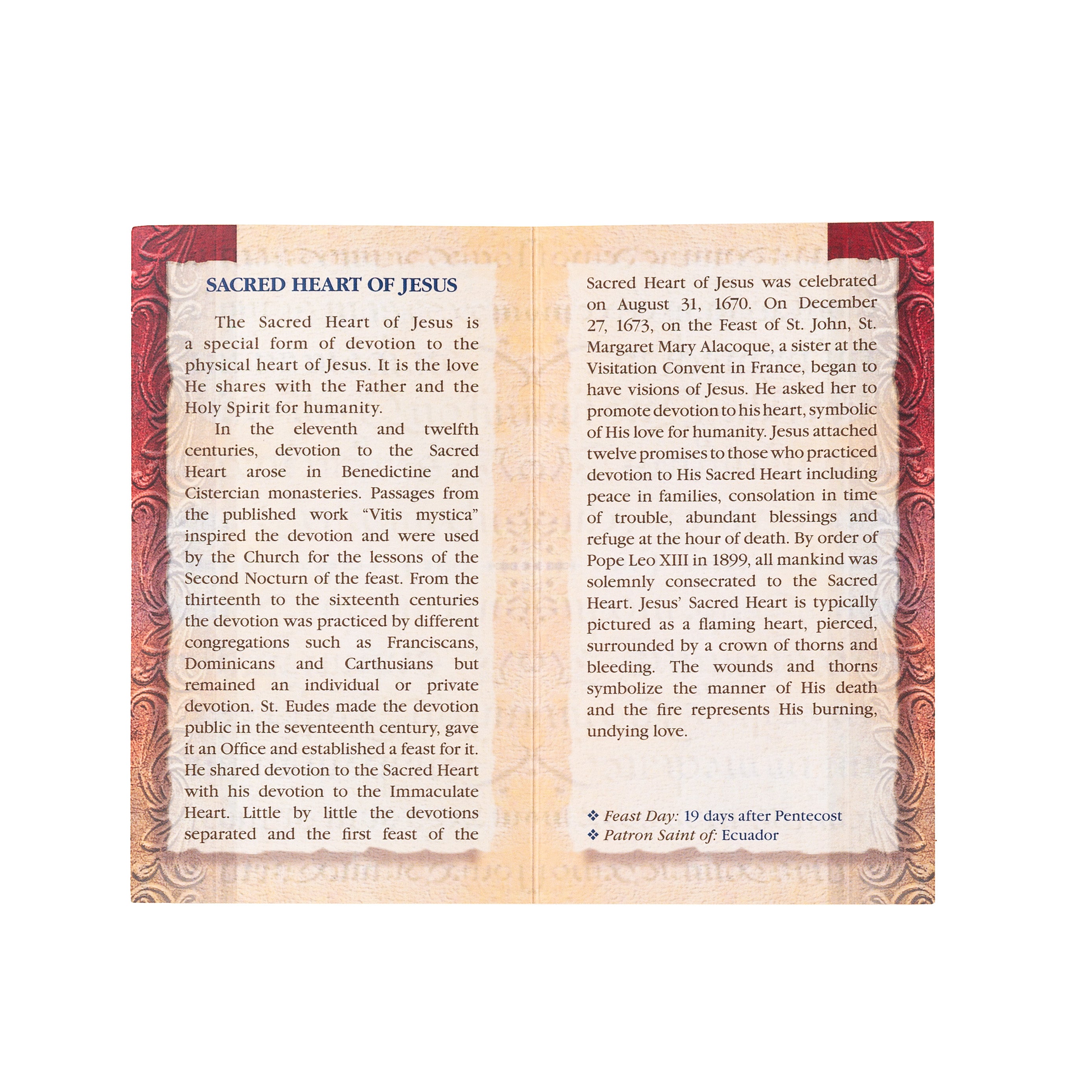 Sacred Heart of Jesus - Folded Prayer Card