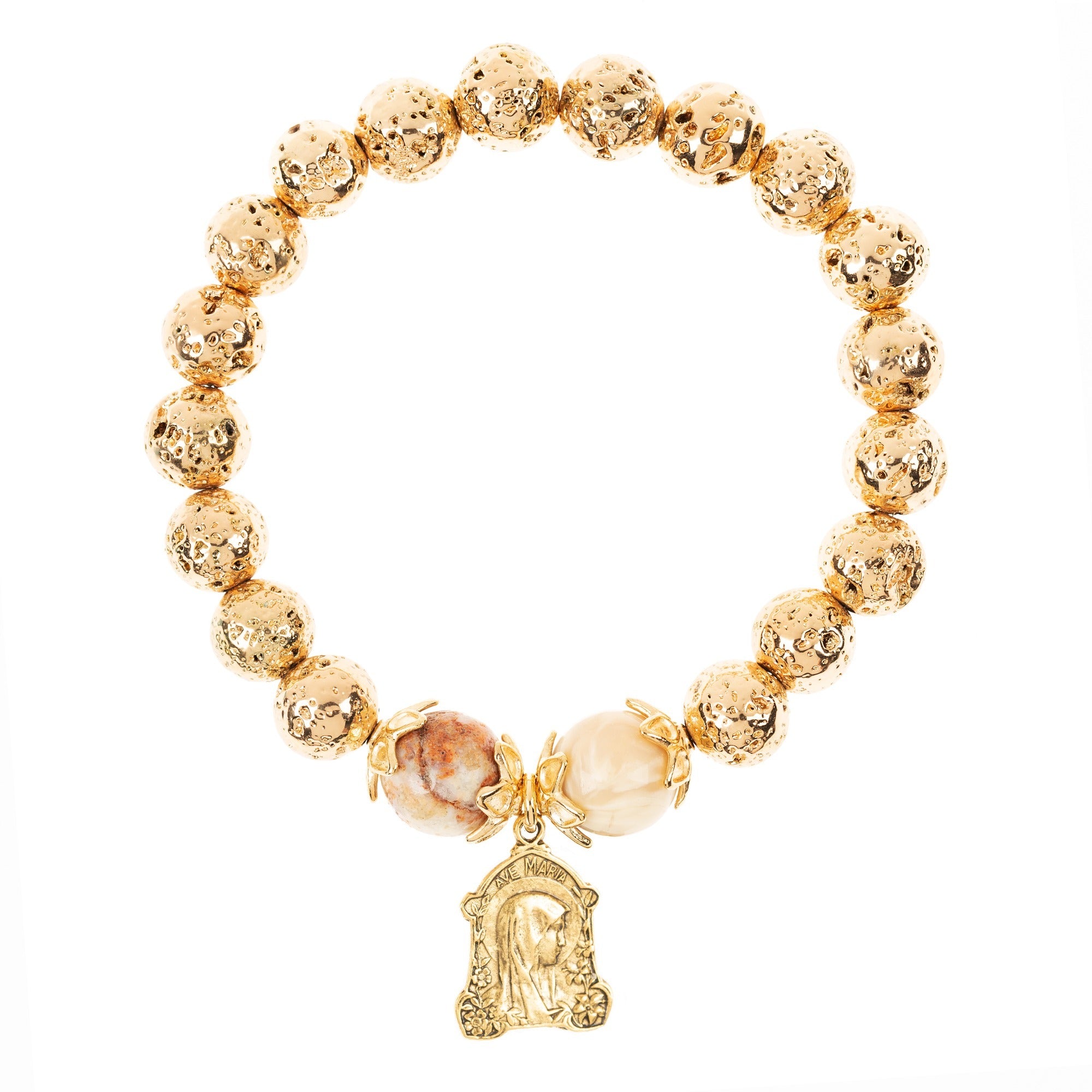Ave Maria Gold Stretch Bracelet