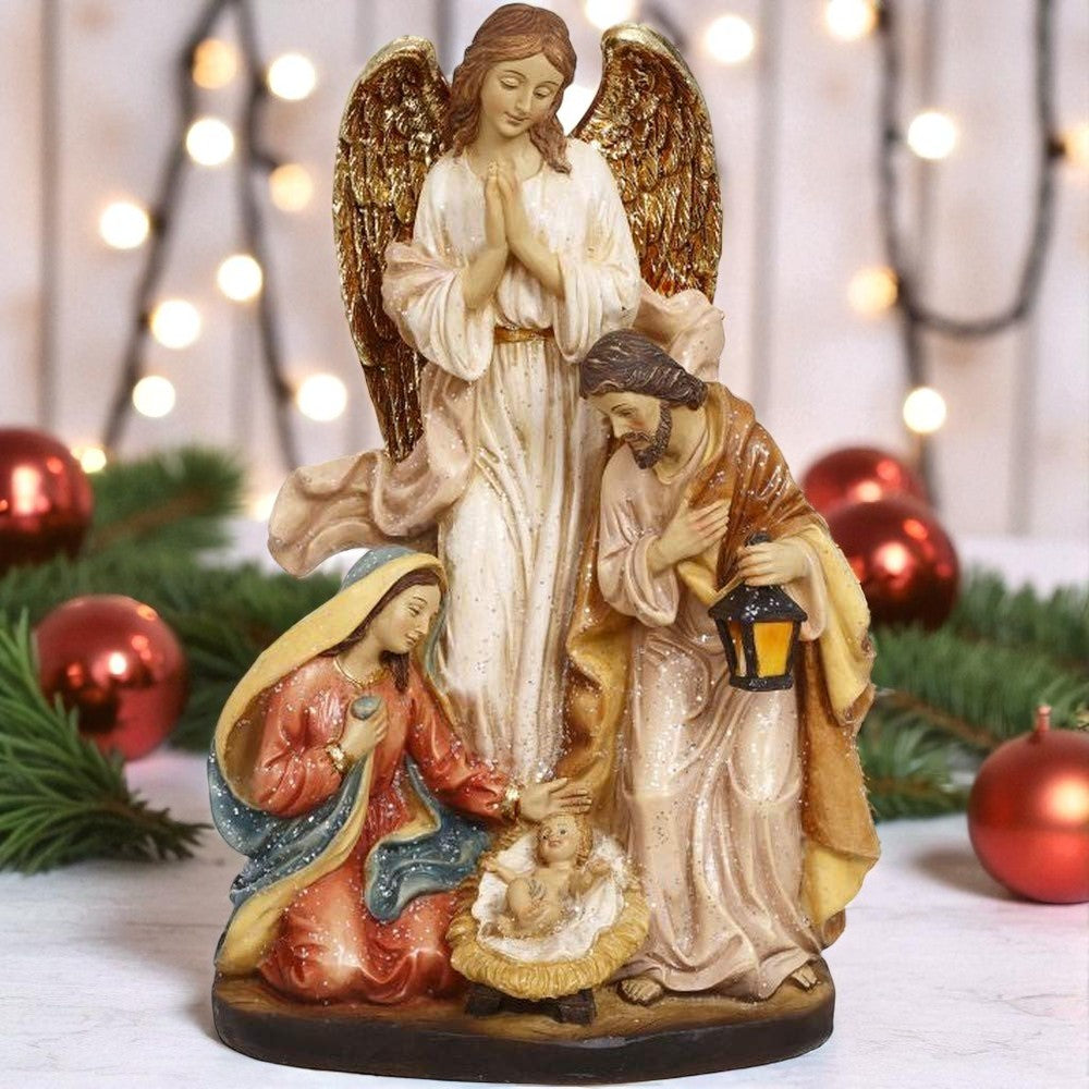 Holy Family with Angel - 9.5" Statue