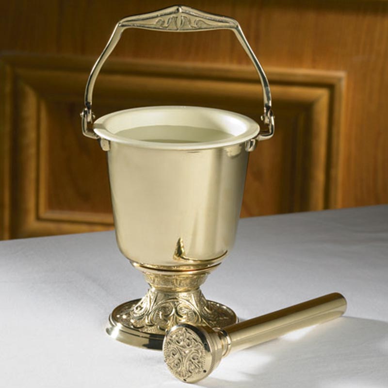 Embossed Holy Water Pot & Sprinkler
