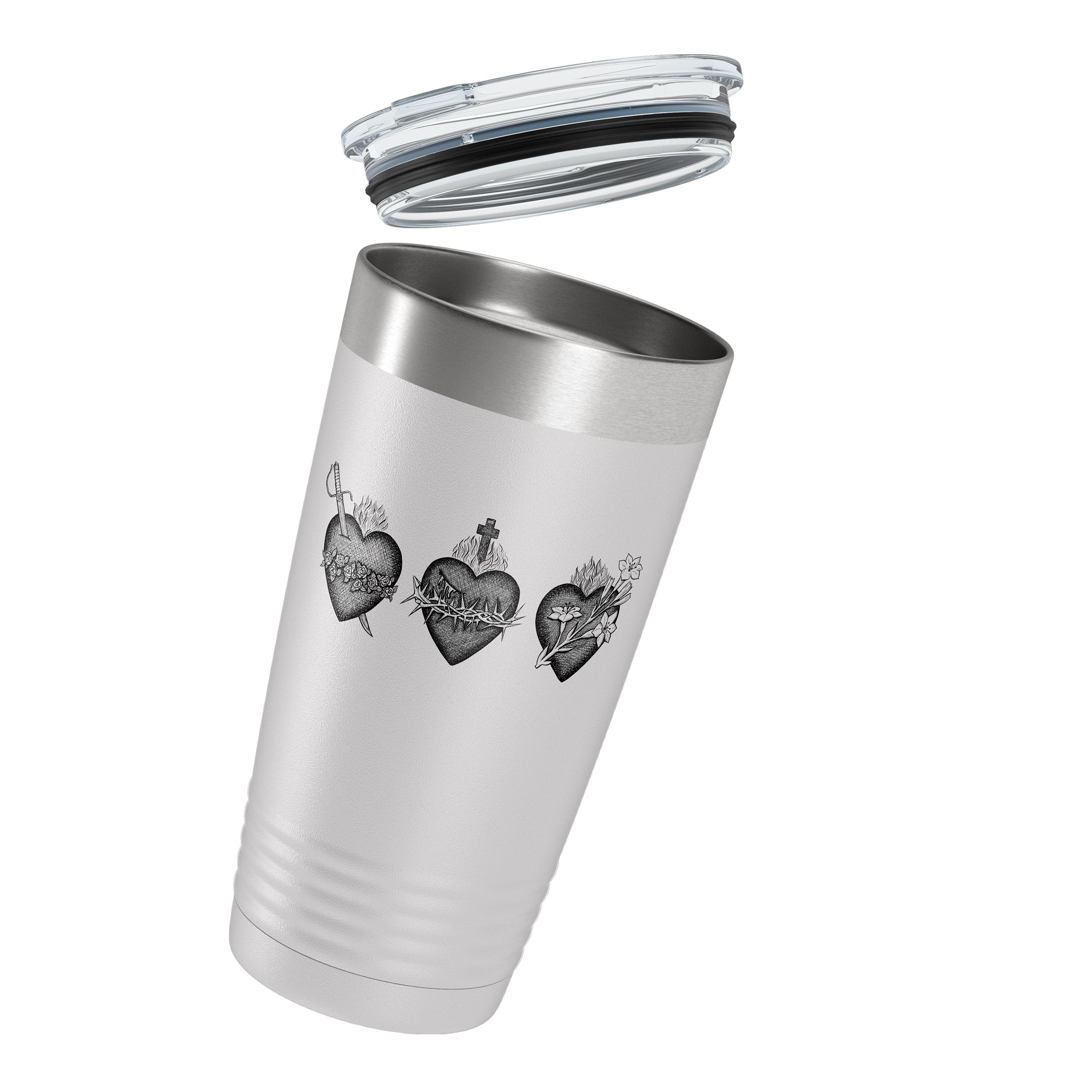 Personalized 3 Hearts White 20 oz. Tumbler