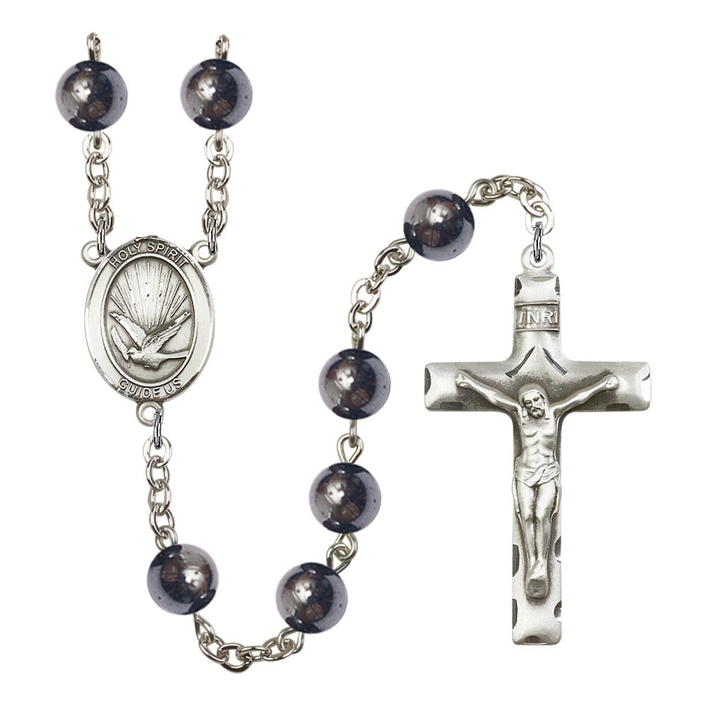 Holy Spirit 8mm Hematite Rosary